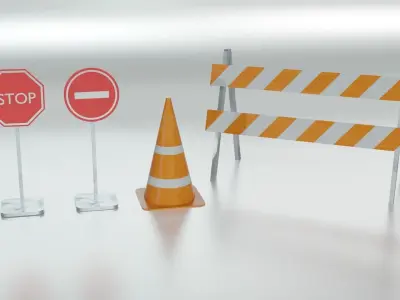 road work equipment Low-poly 3D model
