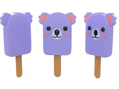 Cartoon Koala Ice Cream Cute Low-poly 3D model
