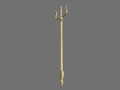 Trident 1 golden spear Low-poly 3D model