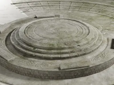 altar circular stone structure Low-poly 3D model