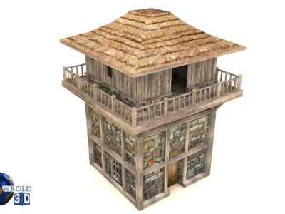 Lowpoly Guard Tower 3D Model Low-poly 3D model