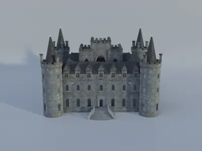 Medieval Central Castle Low-poly 3D model