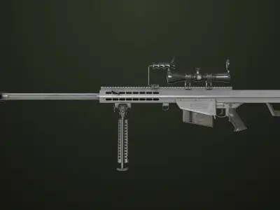 Sniper Rifle 02 Black and Sandal Single Map All PBR Unity UE Textures 3D model