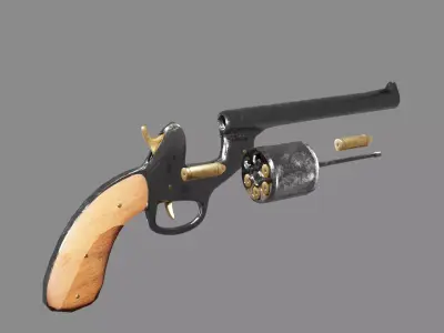 Stylized Revolver Pistol  Low-poly 3D model