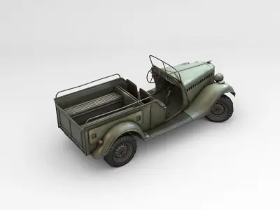 Low Poly Gaz 61 417 Gun Tractor Low-poly 3D model