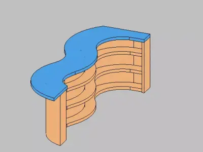 Modern S-Curve Bar Counter  Organic Wave Design 3D model