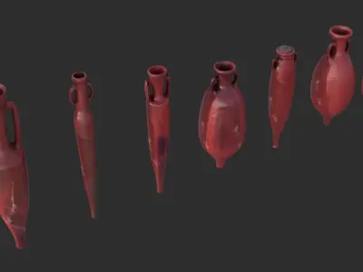 Amphora - Red Oiled Painted Terracotta Low-poly 3D model