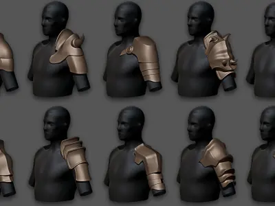 30 Highpoly and Lowpoly Shoulder Armor Low-poly 3D model