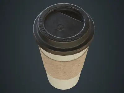 Paper Coffee Cup 2B Low-poly 3D model