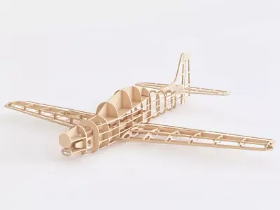 Wooden airplane 3D model