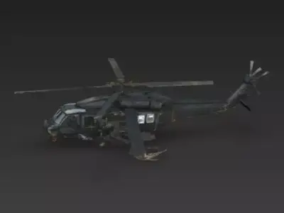 Downed Special Ops Transport Helicopter 3D Model Low-poly 3D model