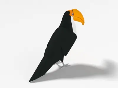 Low Poly Cartoon Toucan Bird Low-poly 3D model