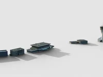 Airport Terminal de Deauville Normandie Low-poly 3D model