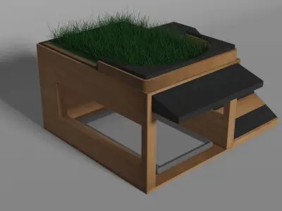 Dog or Cat House Low-poly 3D model