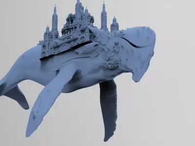 Dinosaur Whale Ancient city 3D model