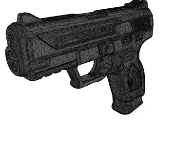 Tactical SciFi Pistol with Flashlight 3D model