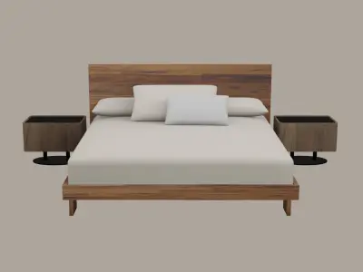 Walnut Furniture Room Set 3D model