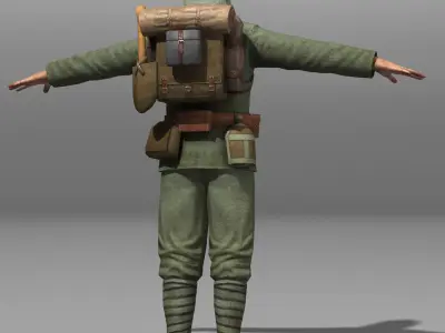 Japanese soldier and Type 100 Low-poly 3D model