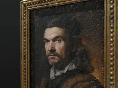 Old Portrait Painting of Man Low-poly 3D model