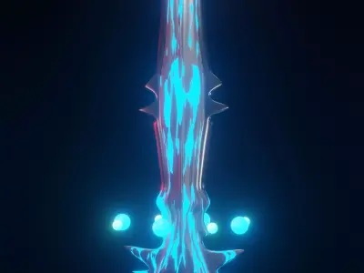BLUE SWORD WITH ENERGY BALL AROUND Low-poly 3D model