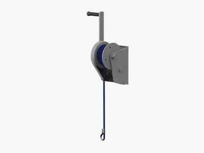 Manual Winch Crank With Cord 3D model