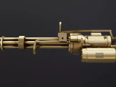 Minigun Golden Low-poly 3D model