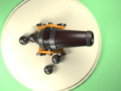 Old Cannon Low-poly 3D model 3