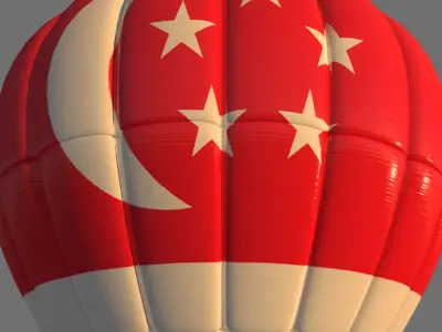 SingaporeFlag-Parachute hot air balloon with singapore flag 3D model