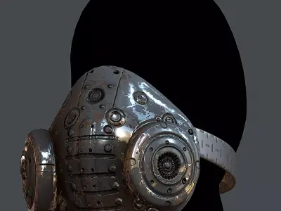 Gas mask helmet 3d model scifi Low-poly Low-poly 3D model 63