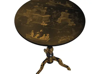 Antique Chippendale   Jade Inlaid Tea Table Chinoiserie Japaned 3D model