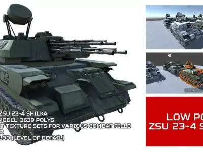 Low Poly ZSU 23-4 Shilka Low-poly 3D model