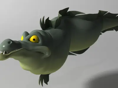 Cartoon Moray eel Rigged Low-poly 3D model