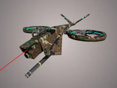 Military Hover Drone Low-poly 3D model