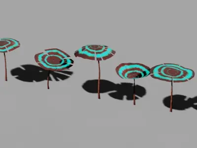 Glowing alien herbs and bushes 7 Low-poly 3D model