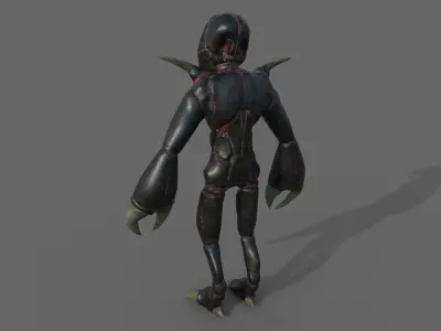 Insectoid alien character - Rigged and animated Low-poly 3D model