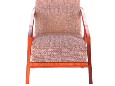 chair wooden lounge with tan upholstered seat Free 3D model