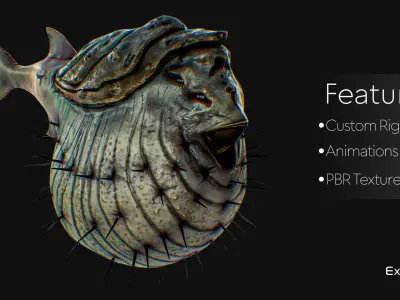 Fish low poly model - Porcupinefish Diodon lowpoly - 6 Low-poly 3D model