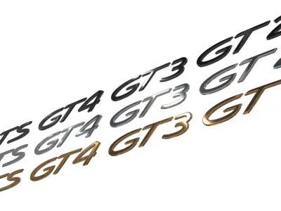GTS GT2 GT3 GT4 Porsche emblem nameplate 3D model