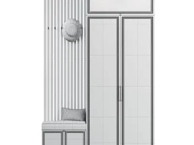 hallway set 3 wardrobe with bench Free 3D model