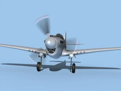Curtiss P-40N Warhawk Bare Metal 3D model