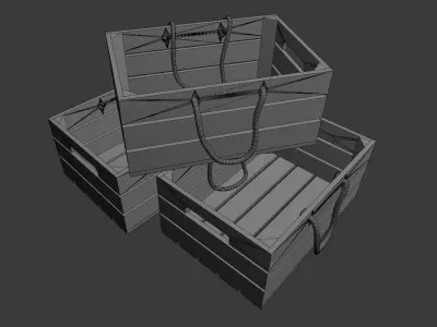 Wooden fruit box Free low-poly 3D model