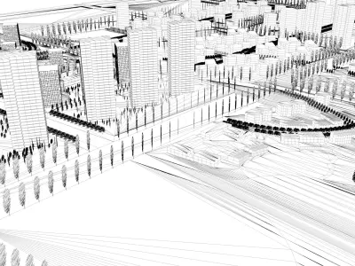 Urban highrise building building ancillary building commercial 3D model