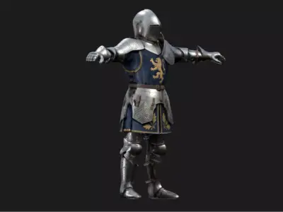 Blue Tunic Crusader Rigged Low-poly 3D model