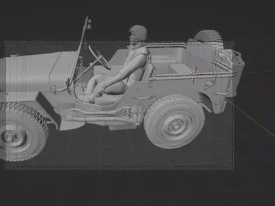 Military Leader Driven by Soldier in a Willys Jeep Free Free 3D print model