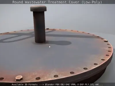 Round Wastewater Treatment Cover Low-Poly Version Low-poly 3D model