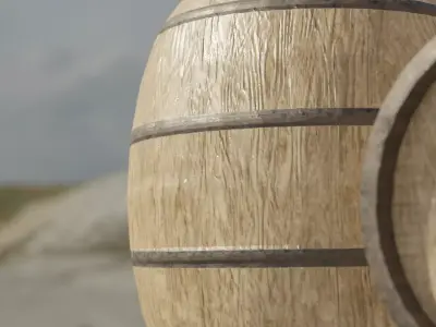 Low Poly Wooden Barrel Free low-poly 3D model buy