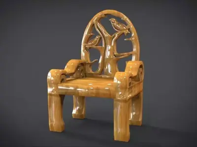 Unique Chair with a Bird Ornament model Low-poly 3D model