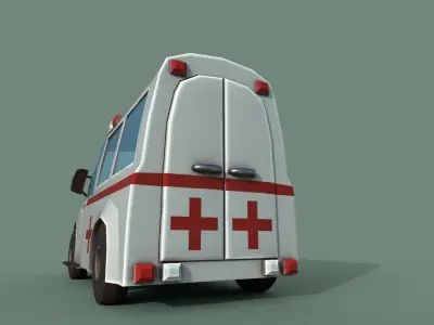 Ambulance cartoon Low-poly 3D model