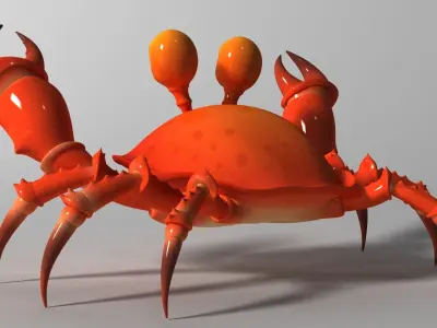 Cartoon Crab RIGGED and ANIMATED Low-poly 3D model