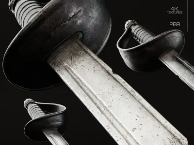 17th Century Boucan Knife Pirate Sword 3D model